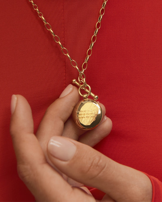 Gold Biography T-Bar Locket Necklace