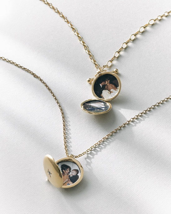 Gold Biography T-Bar Locket Necklace