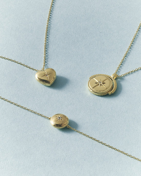 Gold Celestial Spinner Locket Necklace