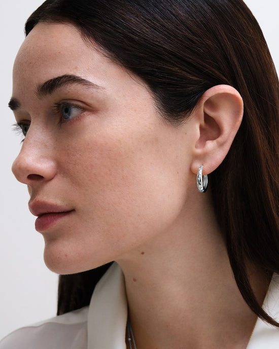 Silver Celestial Tiny Star Hoop Earrings