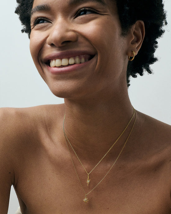 Gold Celestial Lightning Pendant Necklace