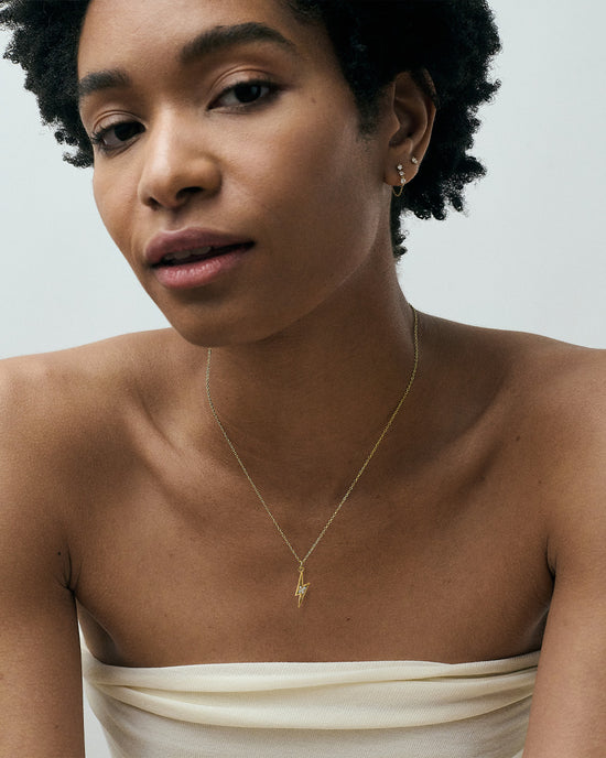 Gold Celestial Lightning Pendant Necklace