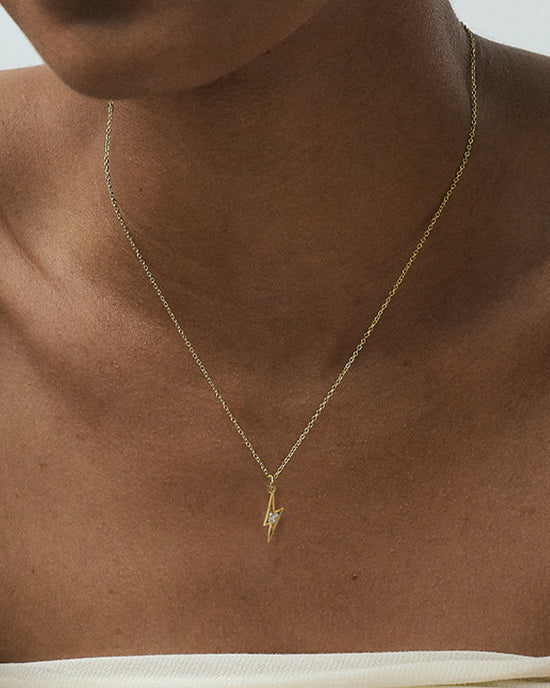Gold Celestial Lightning Pendant Necklace