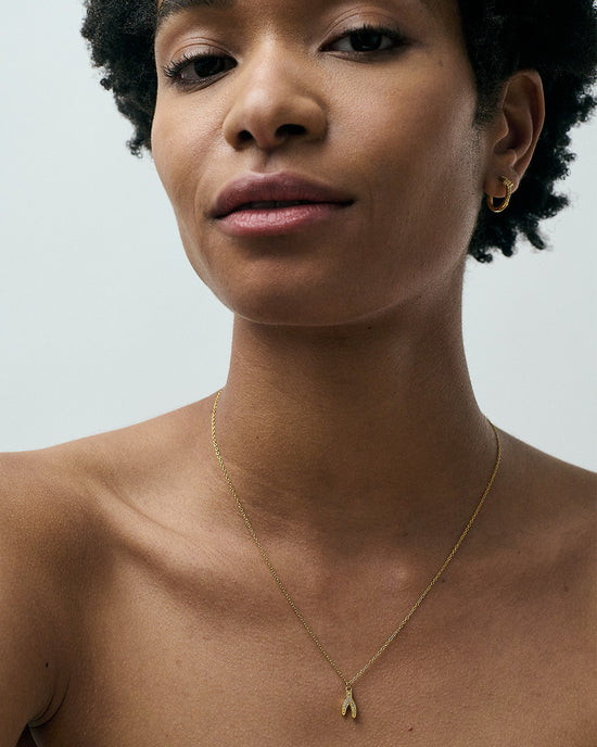 Gold Celestial Wishbone Pendant Necklace