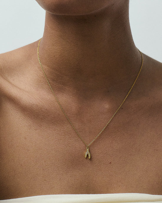 Gold Celestial Wishbone Pendant Necklace