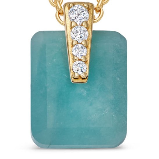 Gold Deco Amazonite Pendant Necklace