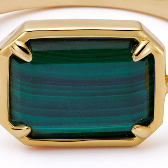 Gold Deco Lapis and Malachite Spinner Ring