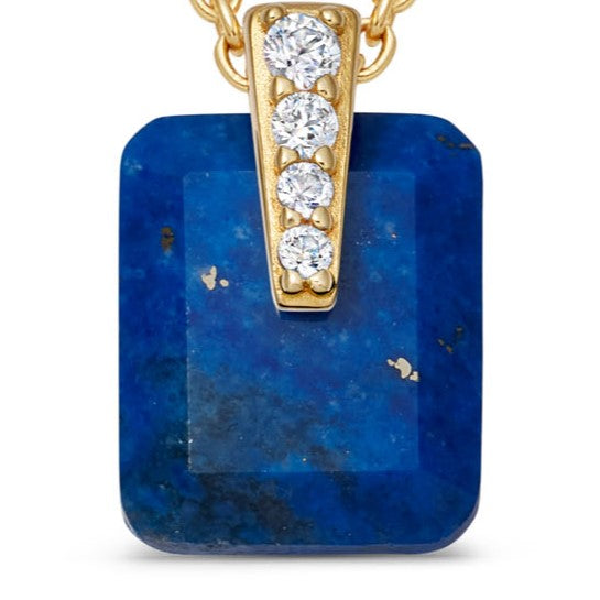 Gold Deco Lapis Drop Huggies