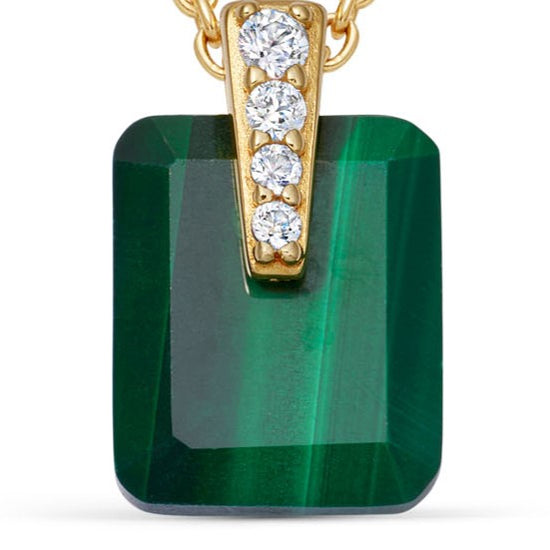 Gold Deco Malachite Drop Huggies