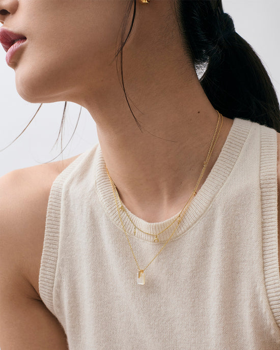 Gold Deco Mother of Pearl Pendant Necklace