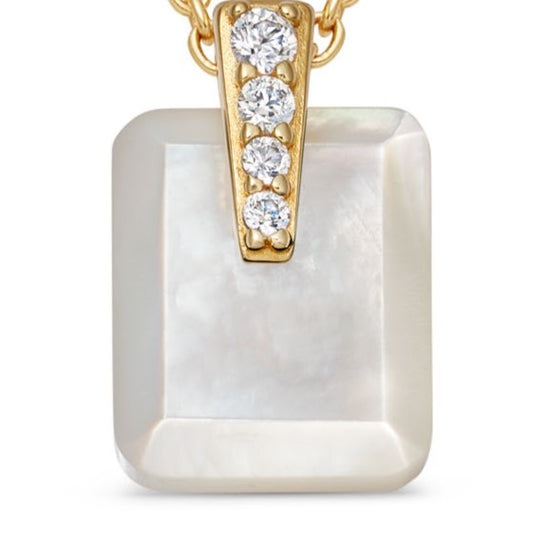 Gold Deco Mother of Pearl Drop Huggies