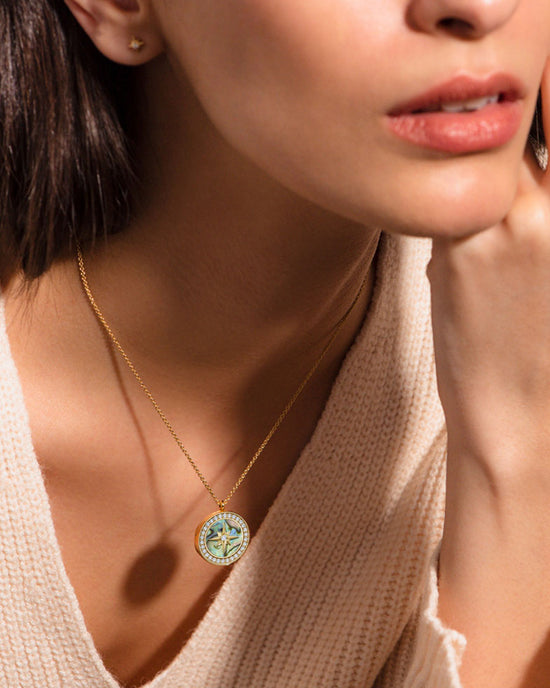 Gold Large Polaris Abalone Locket Necklace