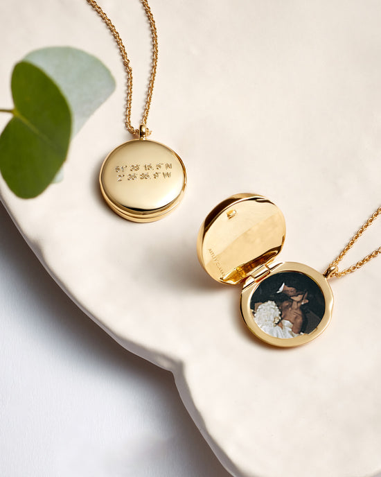Gold Large Polaris Lapis Locket Necklace