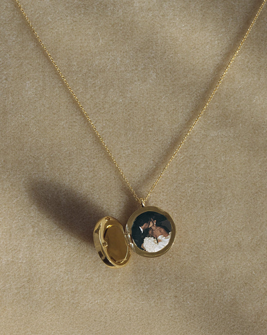 Gold Large Polaris Rhodochrosite Locket Necklace