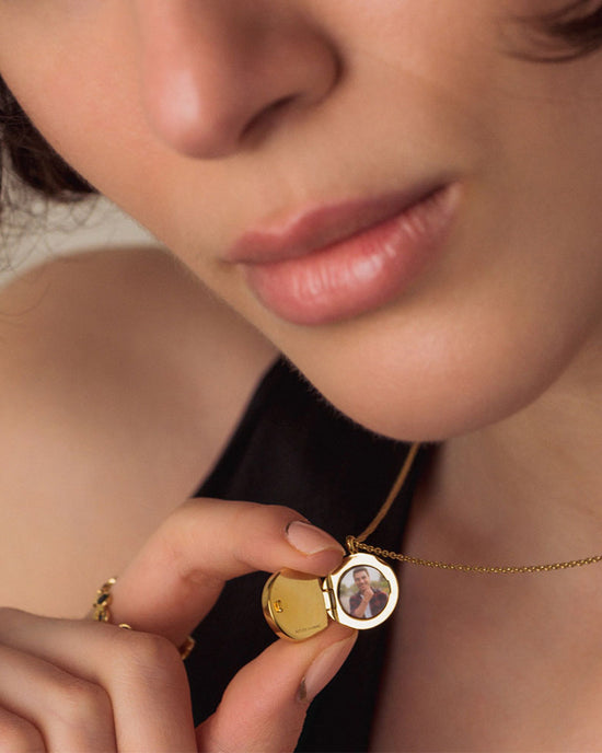 Gold Polaris Mother of Pearl Locket Necklace