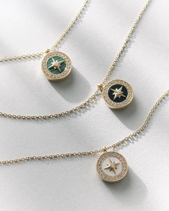 Gold Polaris Mother of Pearl Locket Necklace