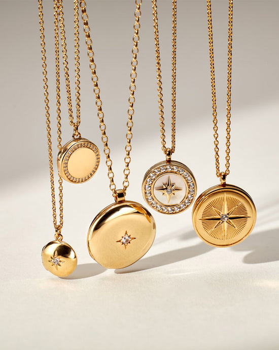 Gold Polaris Mother of Pearl Locket Necklace