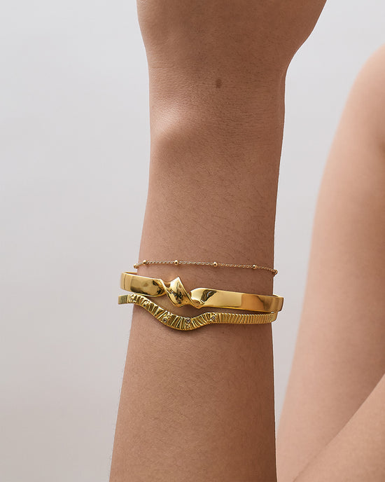 Gold Floe Cuff Bangle