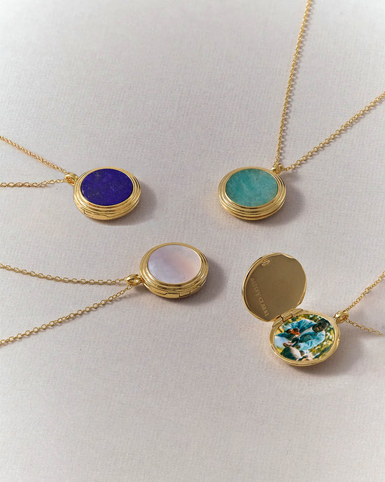 Gold Stilla Amazonite Locket Necklace
