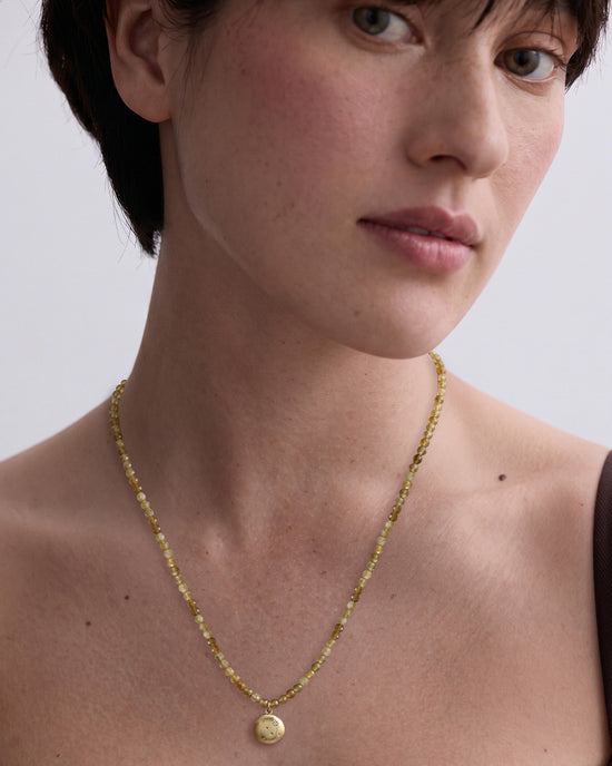Green Garnet Gold Tiny Star Locket Necklace