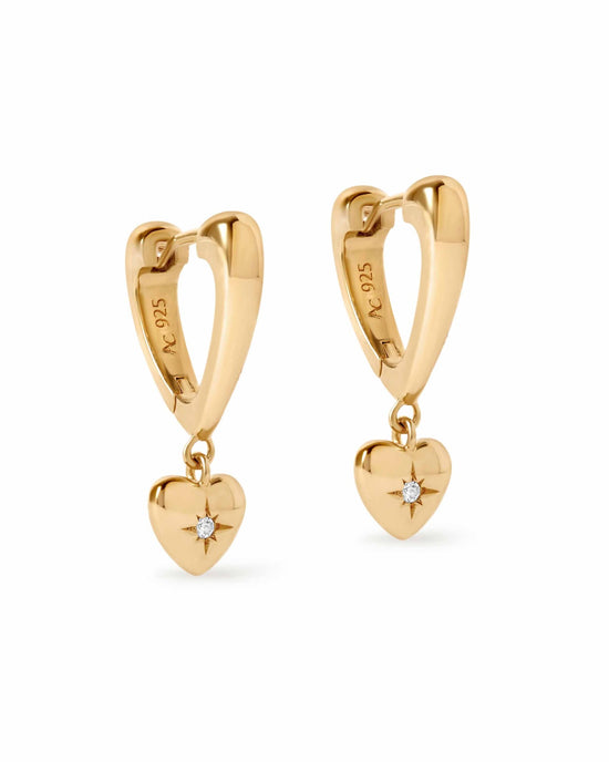 Gold Biography Heart Hoop Drop Earrings