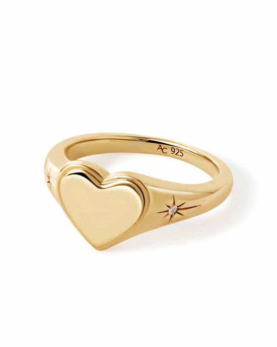Gold Biography Heart Signet Ring