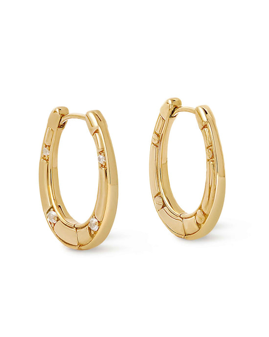 Gold Biography Horseshoe Hoop Earrings