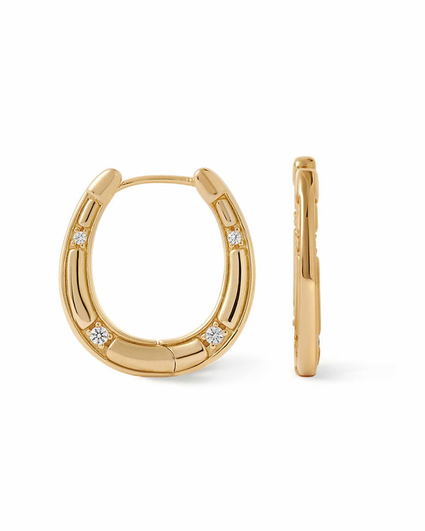 Gold Biography Horseshoe Hoop Earrings