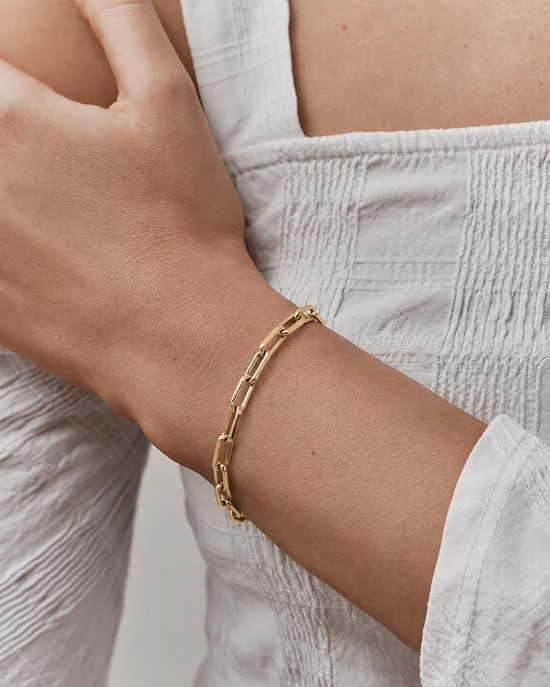 Gold Square Link Chain Bracelet