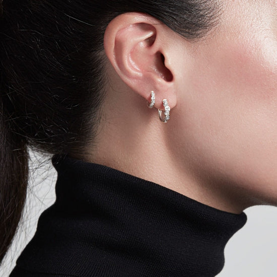 Solid White Gold Interstellar Medium Natural Diamond Hoop Earrings