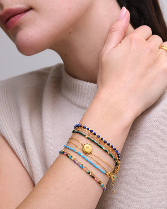 Gold Fine Biography Turquoise Bracelet