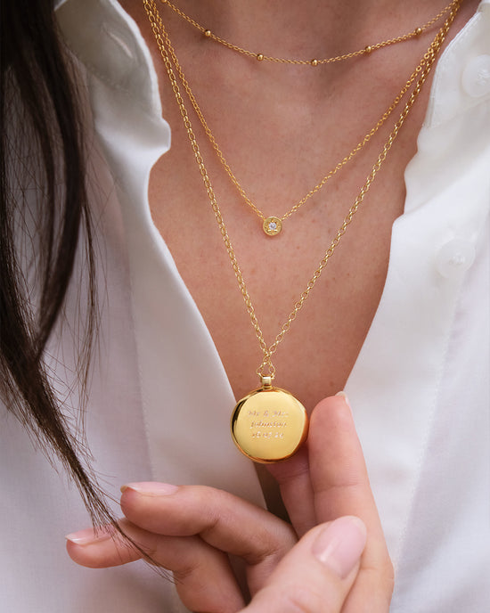 Gold Biography Medium Locket Necklace