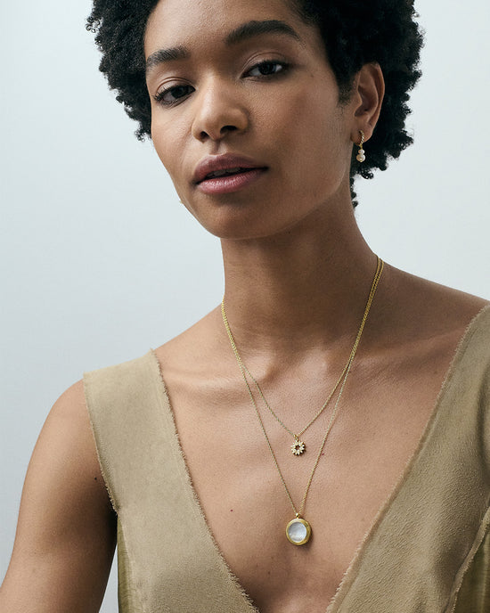 Gold Stilla Mother of Pearl Locket Necklace