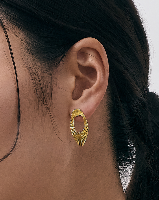 Gold Raye Statement Hoop Stud Earrings