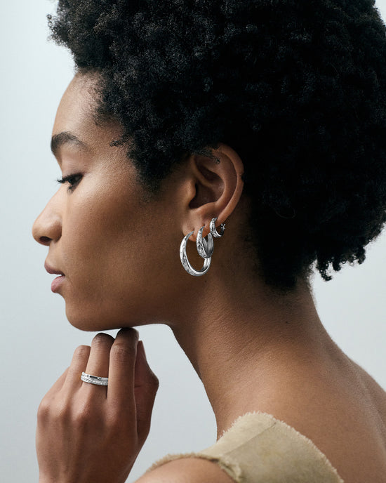 Silver Maxi Tiny star Hoop earrings