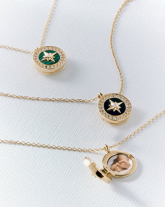 Gold Polaris Black Onyx Locket Necklace