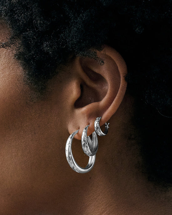 Silver Celestial Tiny Star Hoop Earrings