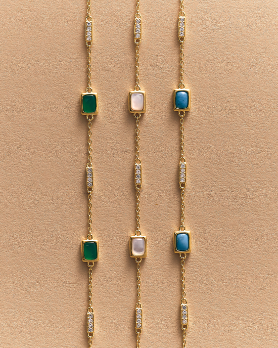 Gold Aurora Ridge Green Chalcedony Station Bracelet