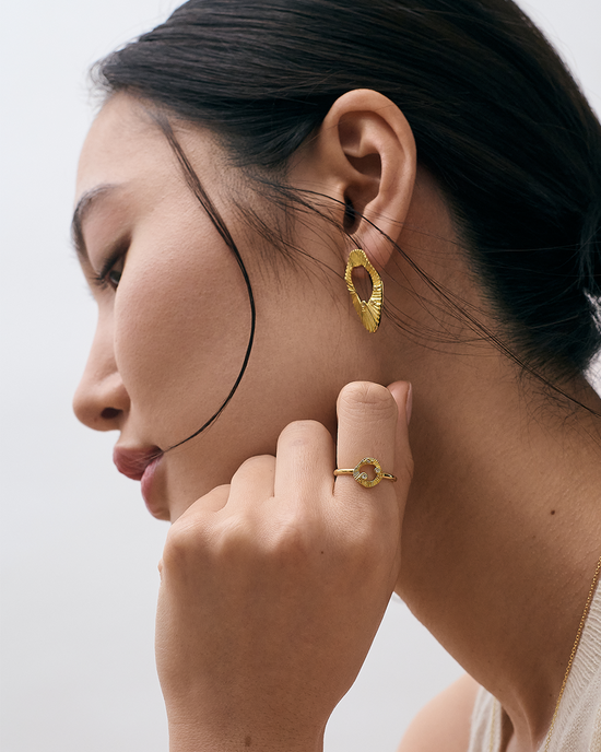 Gold Raye Statement Hoop Stud Earrings