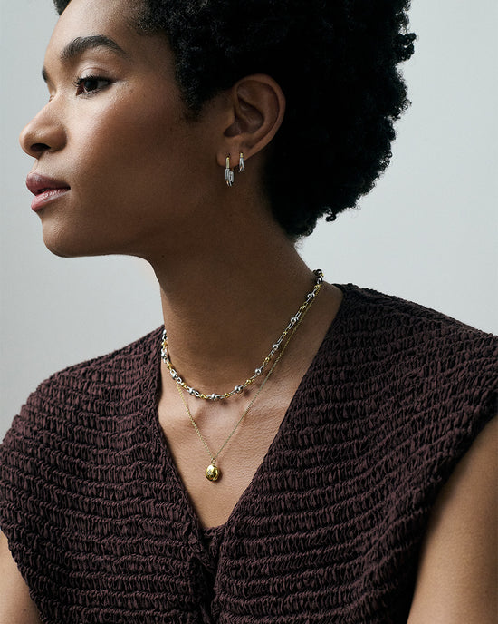 Gold and Silver Aurora U-Shape Hoop Earrings