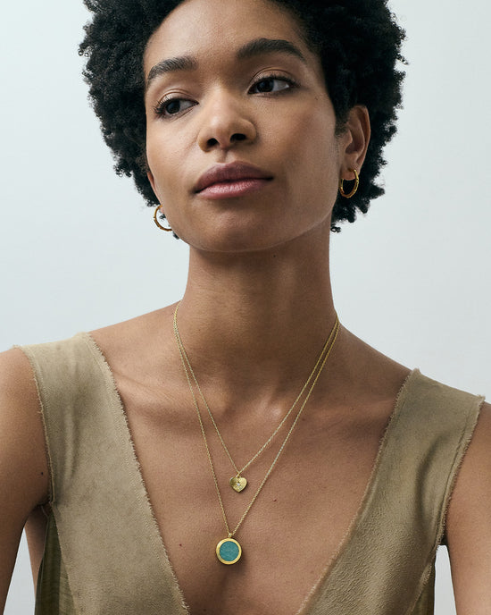 Gold Stilla Amazonite Locket Necklace