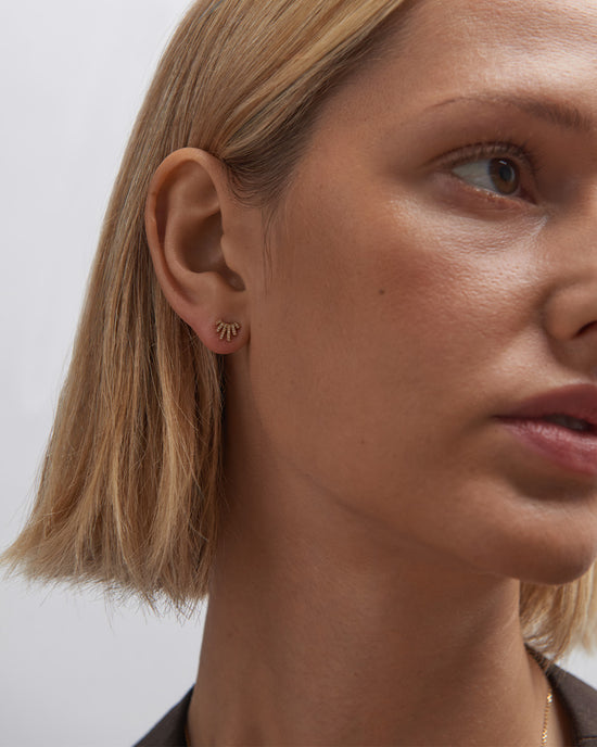Solid Gold Rising Sun Studs