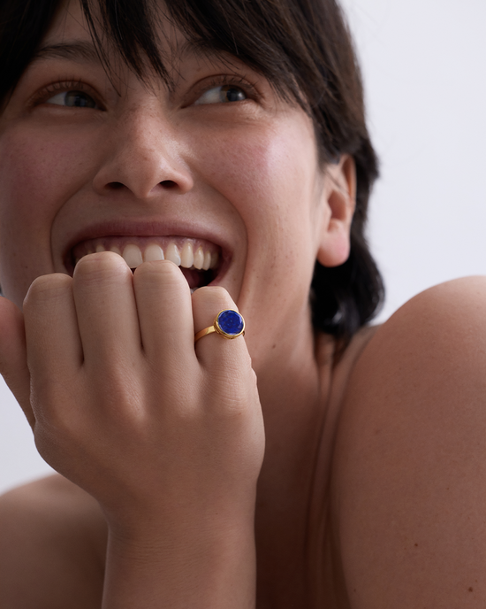 Gold Large Luna Lapis Ring