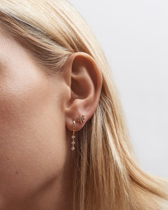 Solid Gold Rising Sun Studs