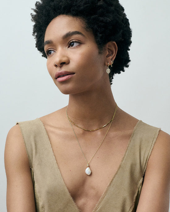 Gold Pearl Drop Necklace