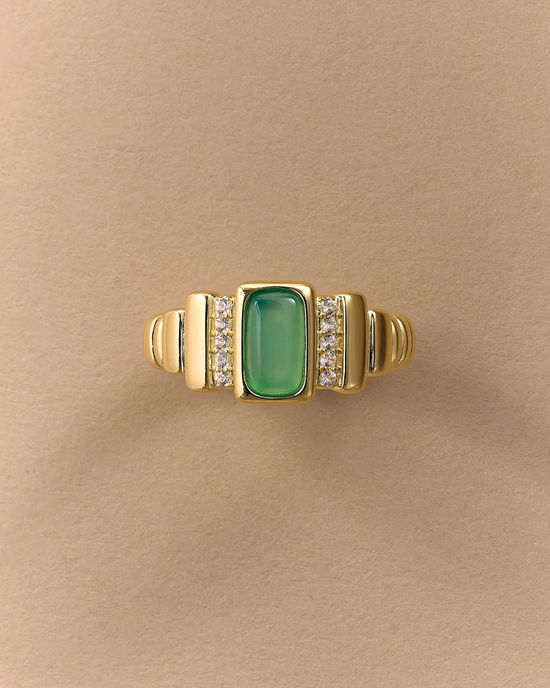 Gold Aurora Ridge Green Chalcedony Ring