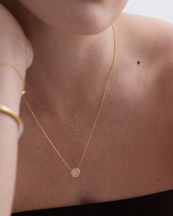 Gold Luna Pink Quartzite Pendant Necklace