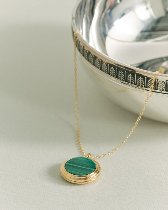 Gold Stilla Malachite Locket Necklace
