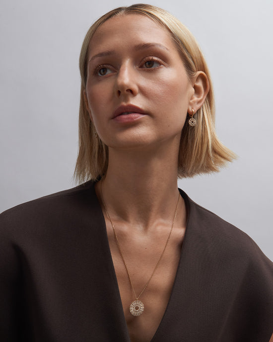 Solid Gold Large Rising Sun Pendant Necklace