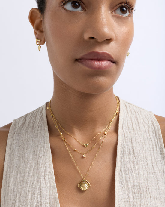 Gold Polaris North Star White Sapphire Station Necklace